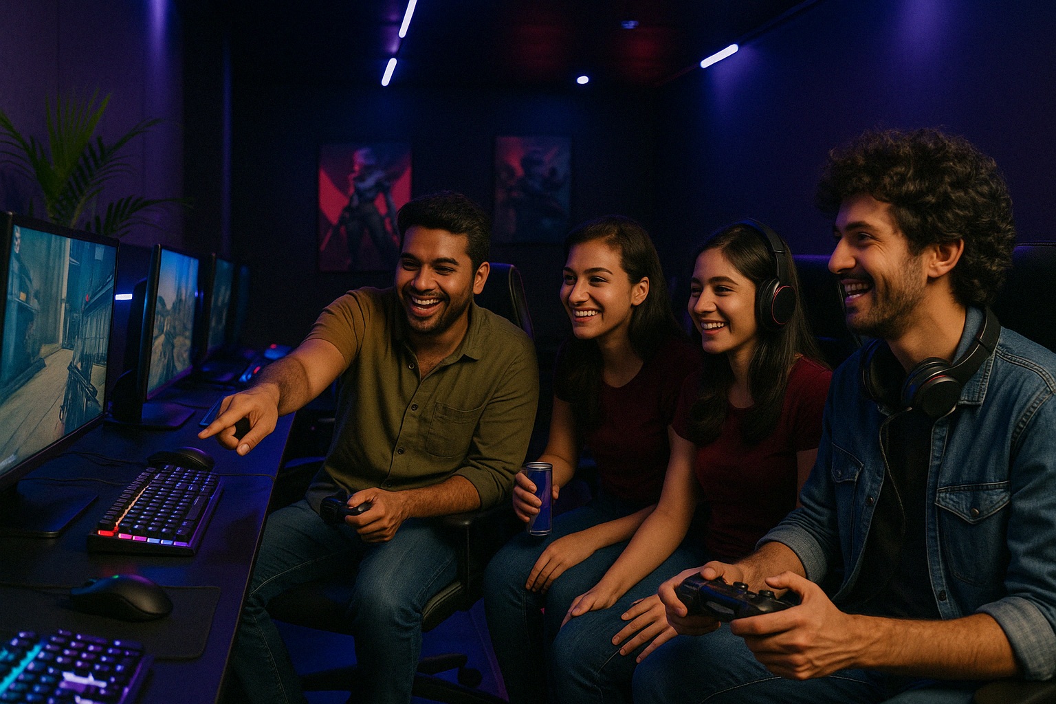 Gamers socializing and playing together at Vibezone Esports Lounge